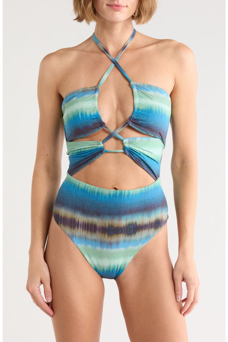 Cutout One-Piece Swimsuit, Main, color, BLUE