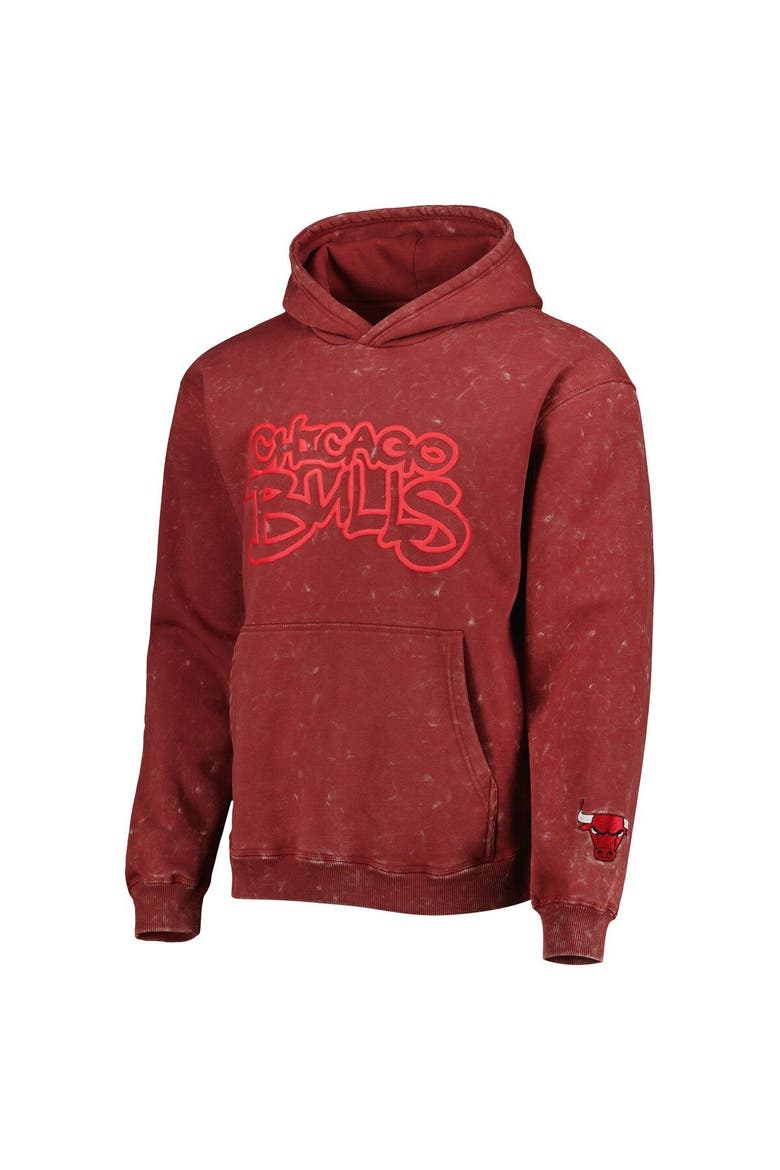 Unisex The Wild Collective Red Chicago Bulls Tonal Acid Wash Pullover Hoodie, Alternate, color, Red
