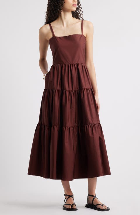 Cotton Poplin Tiered A-Line Dress