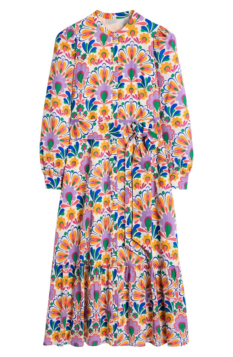 Boden Mia Ruffle Hem Tie Waist Long Sleeve Maxi Shirtdress, Alternate, color,