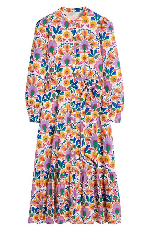 BODEN BODEN MIA RUFFLE HEM TIE WAIST LONG SLEEVE MAXI SHIRTDRESS 