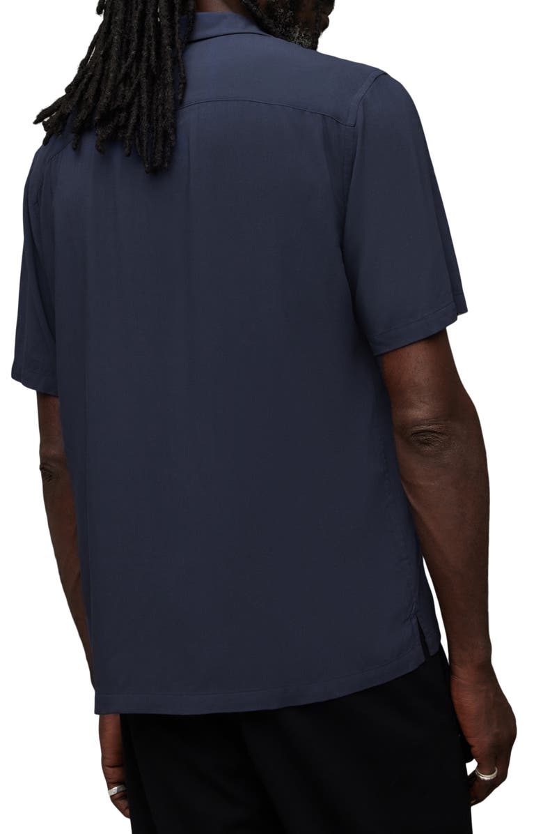 AllSaints Venice Relaxed Fit Short Sleeve Button-Up Camp Shirt, Alternate, color, Night Sky Blue