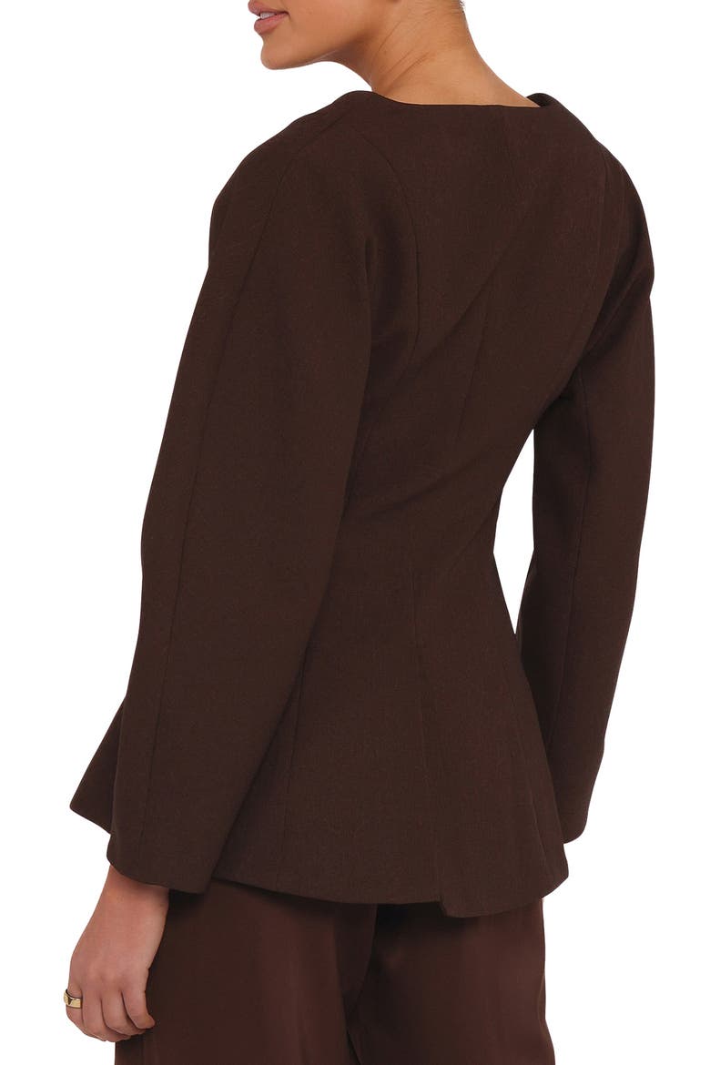 Elke Collarless Jacket, Alternate, color, BROWN