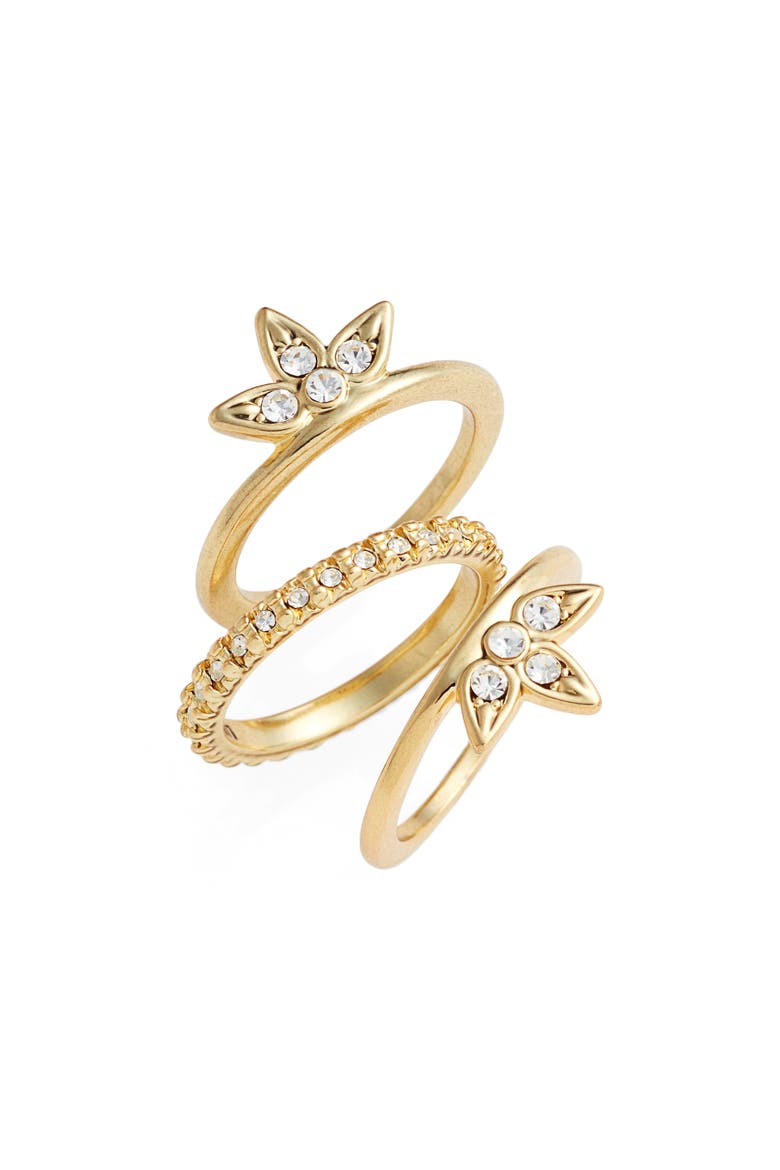 Posie Set of Three Pavé Rings, Main, color, GOLD