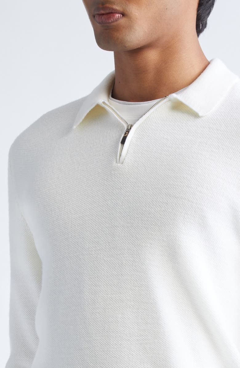 Eleventy Virgin Wool Half Zip Polo Sweater, Alternate, color, 00 Ivory
