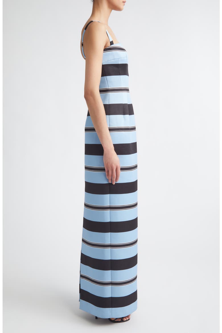 Regina Stripe Taffeta Faille Column Dress, Alternate, color, GRAPHIC STRIPE - BLUE BLACK
