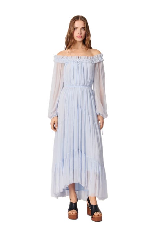 Maje Risata Chiffon Midi Dress In Blue Sky