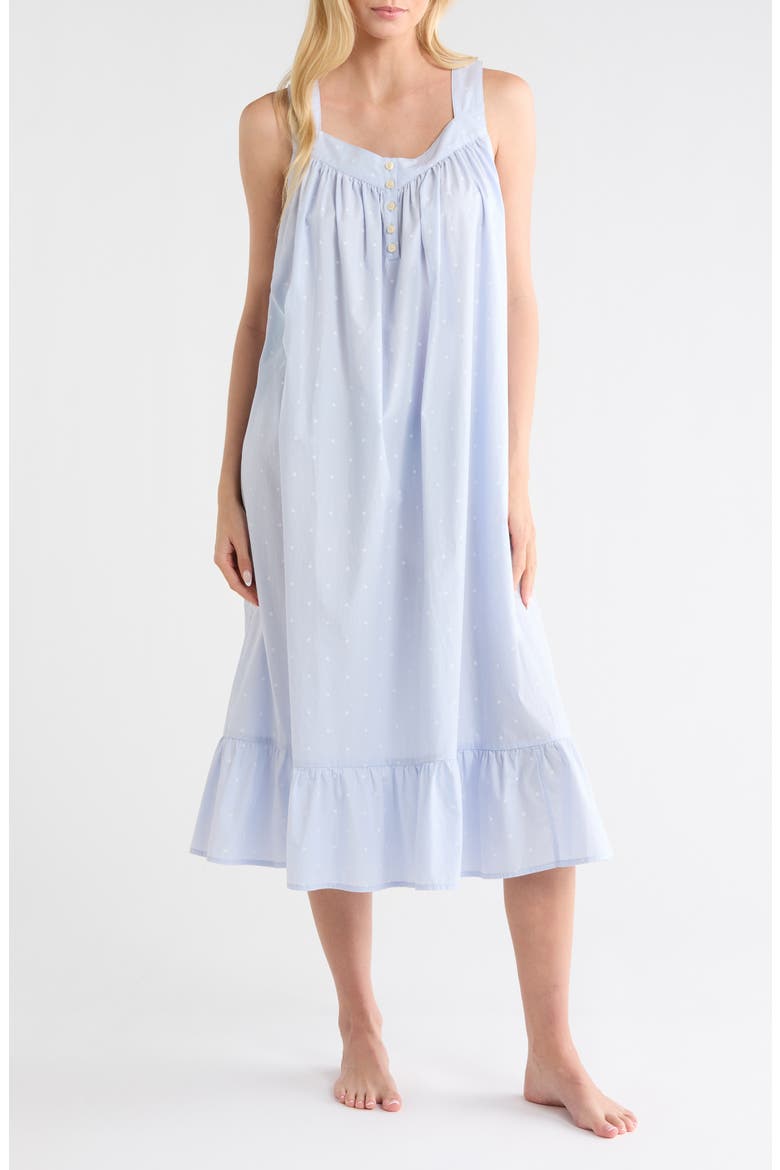 Cotton Shirting Nightgown, Main, color, BLUE- IVORY CLASSIC DOT