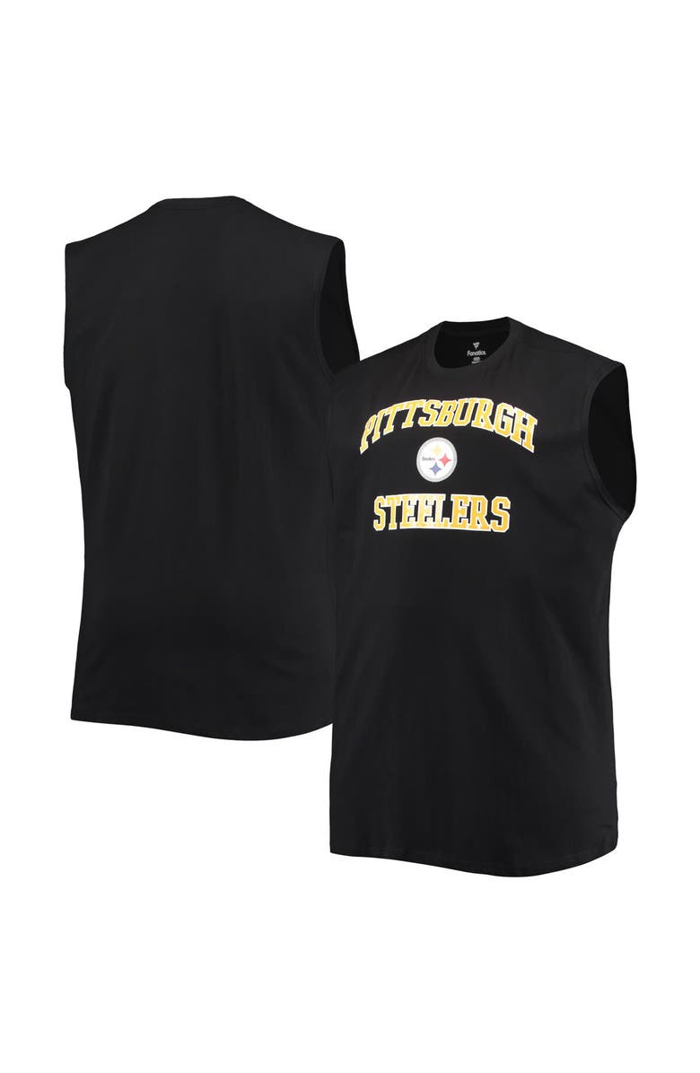 PROFILE Men's Black Pittsburgh Steelers Big & Tall Muscle Tank Top, Alternate, color, 