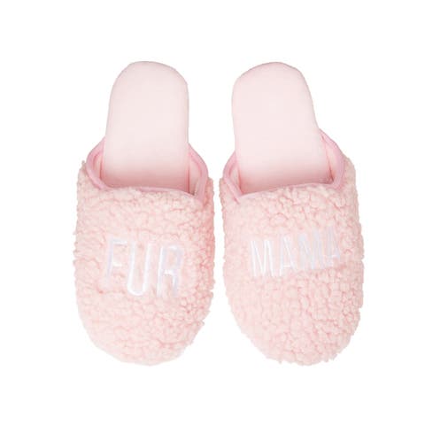 Fur Mama Fabric Slippers Small/Medium Polyester Pink