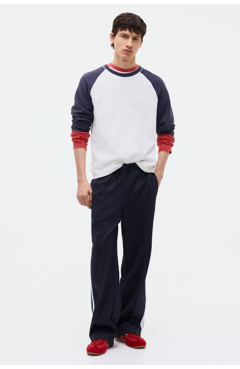H&M Regular-fit waffled jersey shirt, Alternate, color, Dark Blue/Color Block
