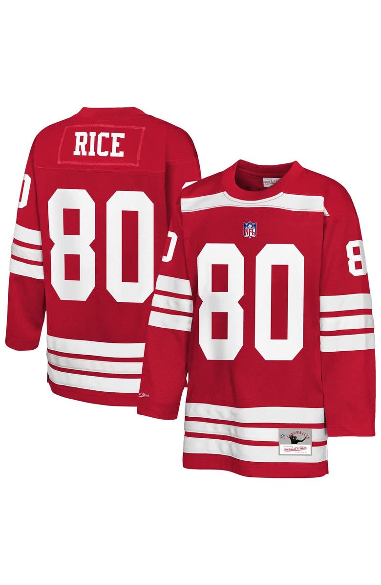 Mitchell & Ness Youth Mitchell & Ness Jerry Rice Scarlet San Francisco 49ers Hockey Fashion Jersey, Main, color, Scarlet