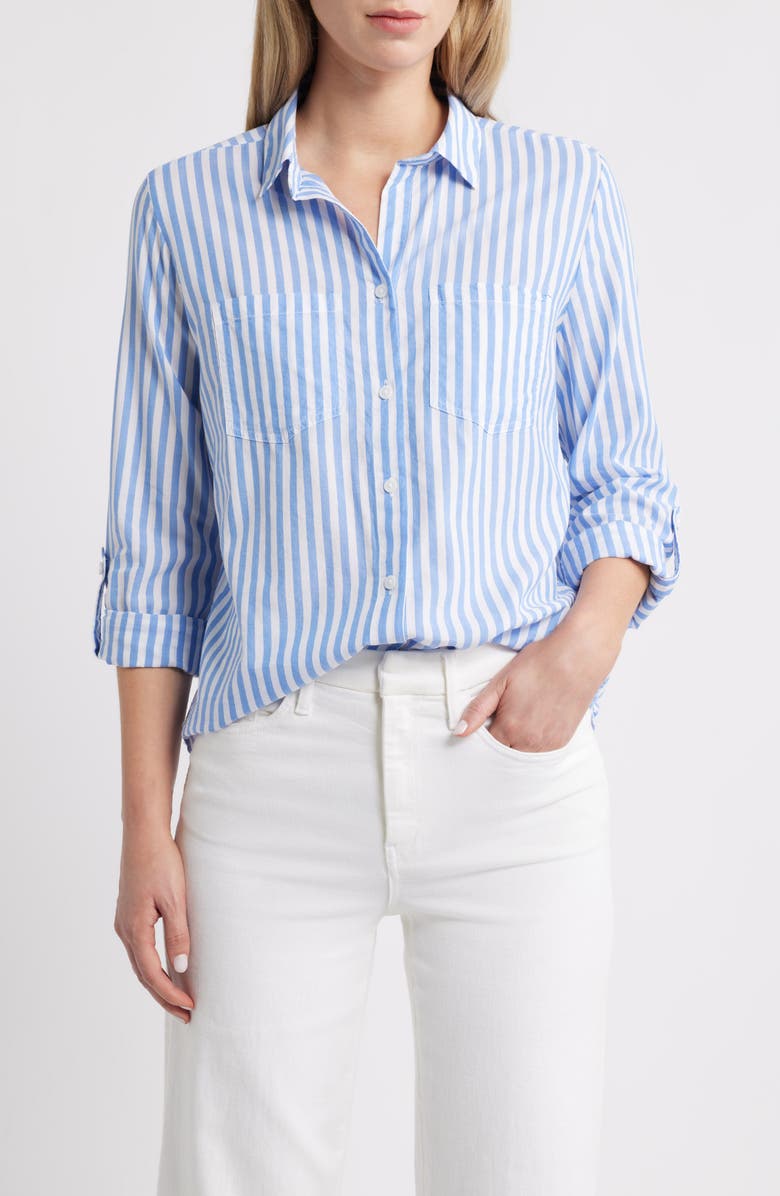 beachlunchlounge Annalisa Stripe Shirt, Main, color, 
