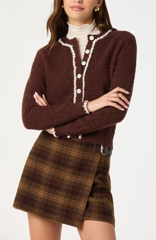 Astr The Label Contrast Stitch Cardigan In Brown