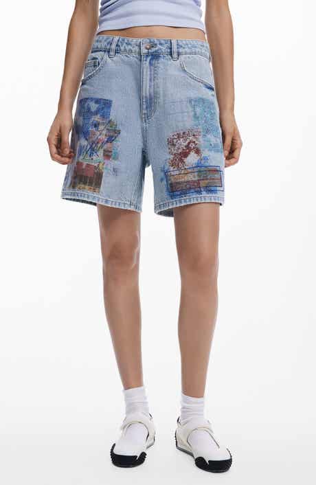 Desigual Patchwork Pattern Denim Shorts