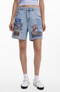 Desigual Patchwork Pattern Denim Shorts