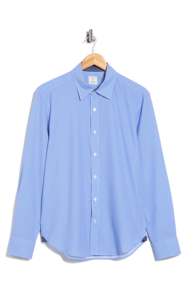 CONSTRUCT Micro Geometric Print Stretch Button-Up Shirt, Alternate, color, Blue
