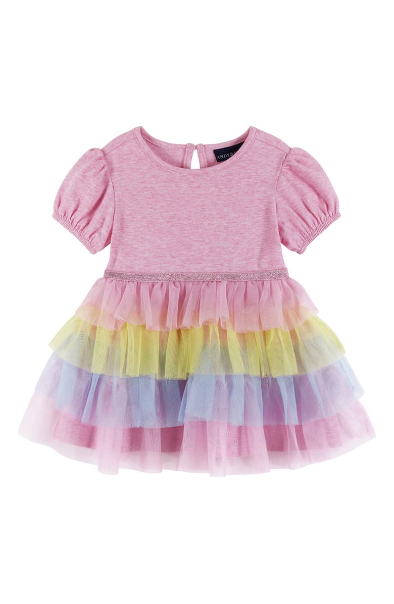 Andy & Evan Puff Sleeve Tiered Dress, Alternate, color, Pink Puff