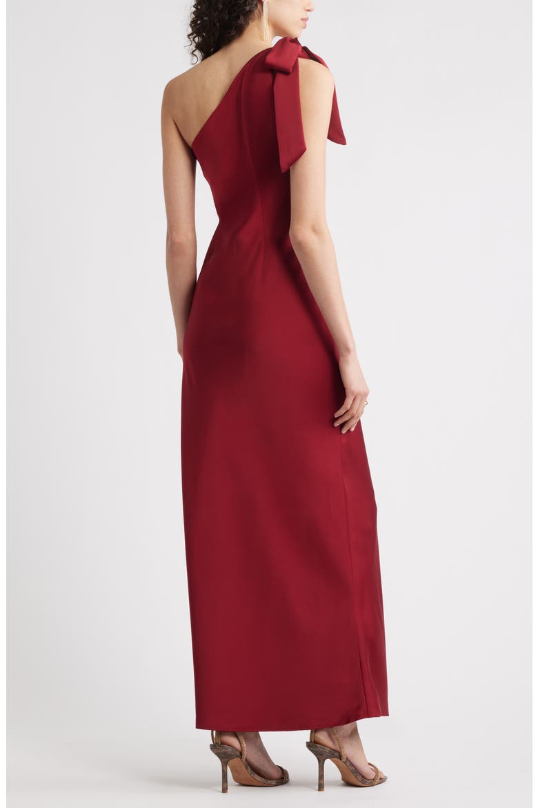 Bow One-Shoulder Maxi Dress, Alternate, color, RED GRAPE