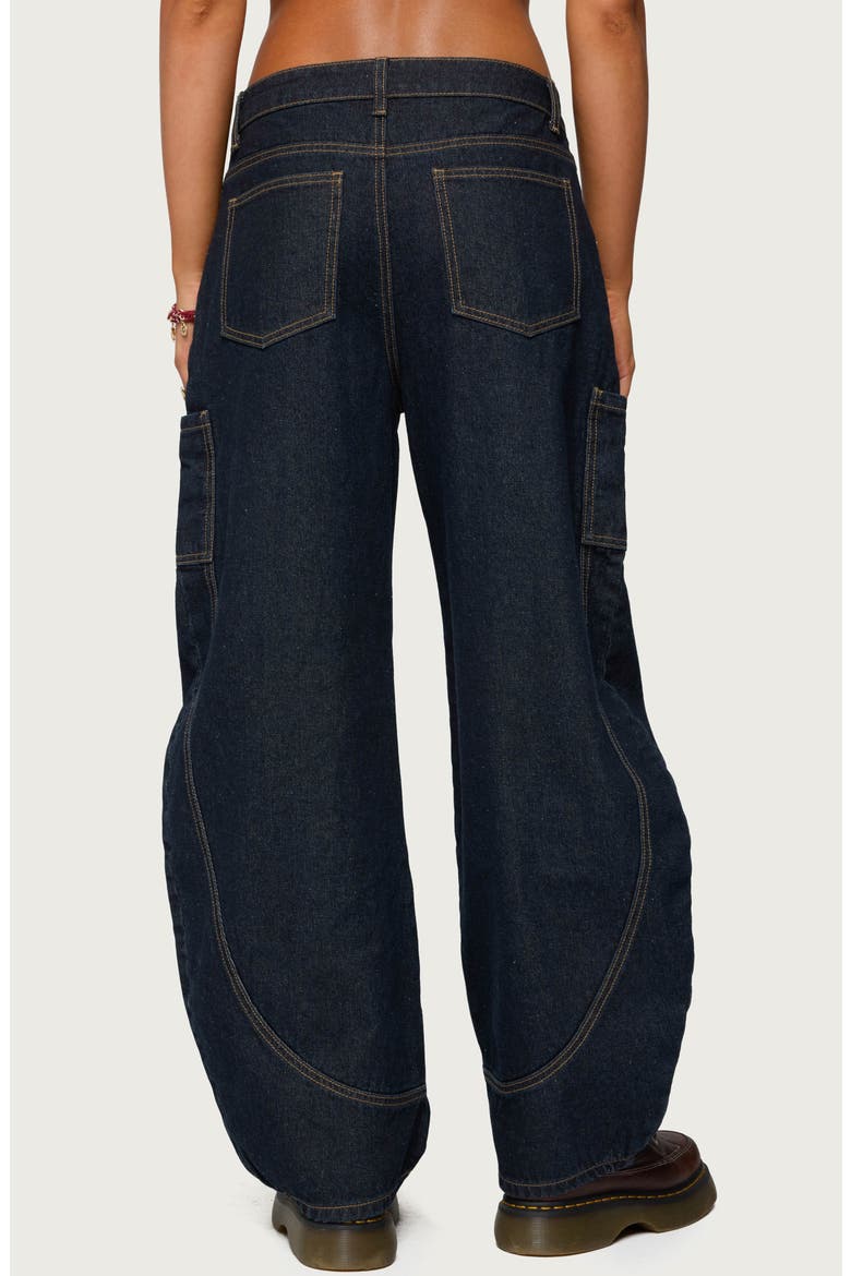 Aden Low Rise Barrel Leg Jeans, Alternate, color, DARK-BLUE