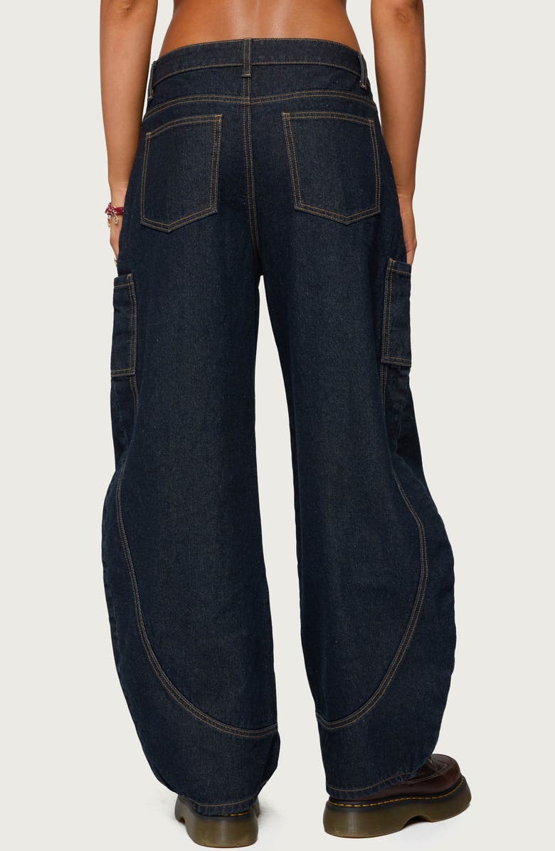 EDIKTED Aden Low Rise Barrel Leg Jeans, Alternate, color, Dark-Blue