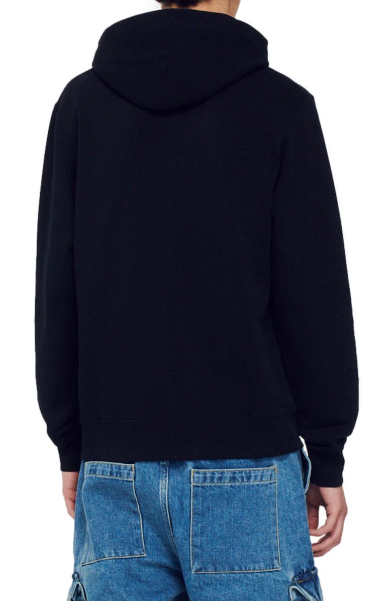 SANDRO Rabbit Cotton Graphic Hoodie, Alternate, color, Black