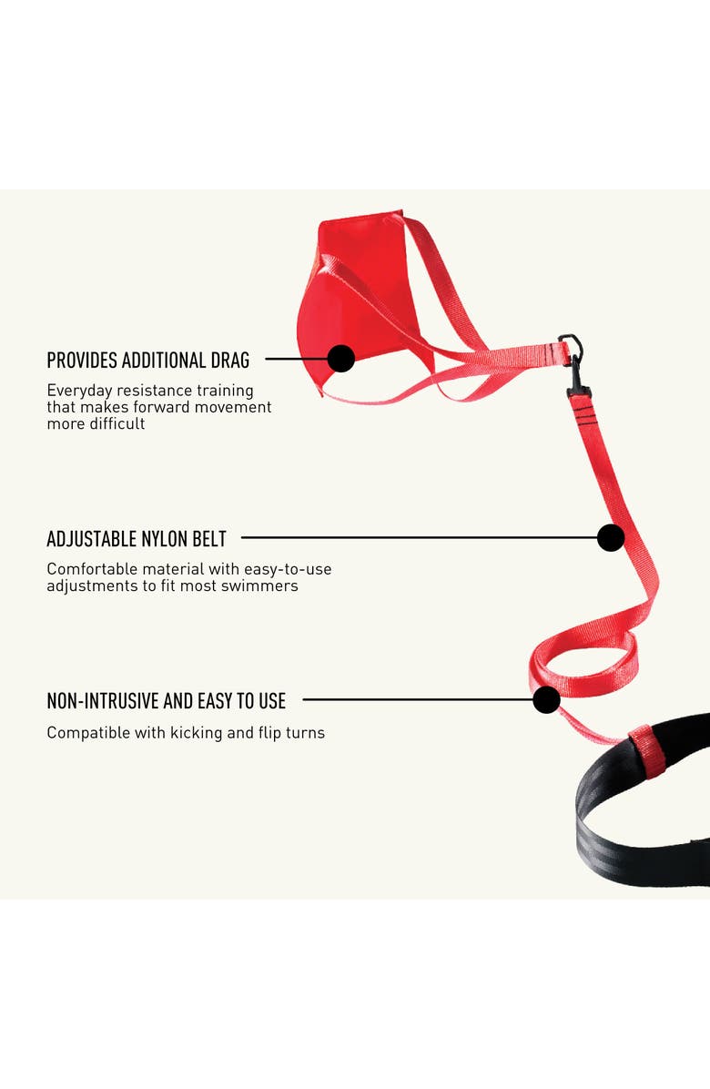 FINIS Swim Parachute for Resistance Training Builds Strength Endurance Adjustable Belt, Alternate, color, Red
