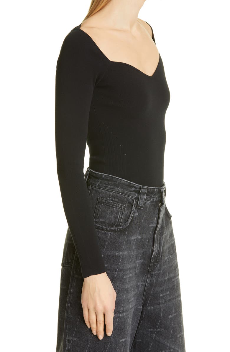 Balenciaga Sweetheart Neck Knit Top, Alternate, color, 