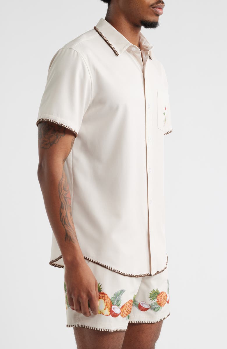 MAVRANS Piña Colada Short Sleeve Performance Button-Up Shirt, Alternate, color, 