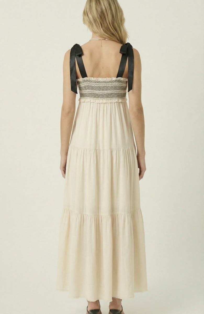 Modenaire Smocked Lace-Trim Maxi Dress, Alternate, color, Ivory