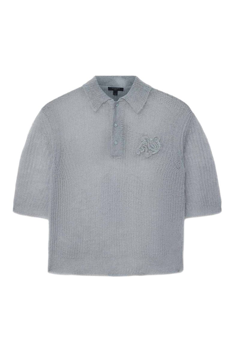 Anabel Mohair & Merino Wool Blend Polo Tee, Alternate, color, STEEL BLUE