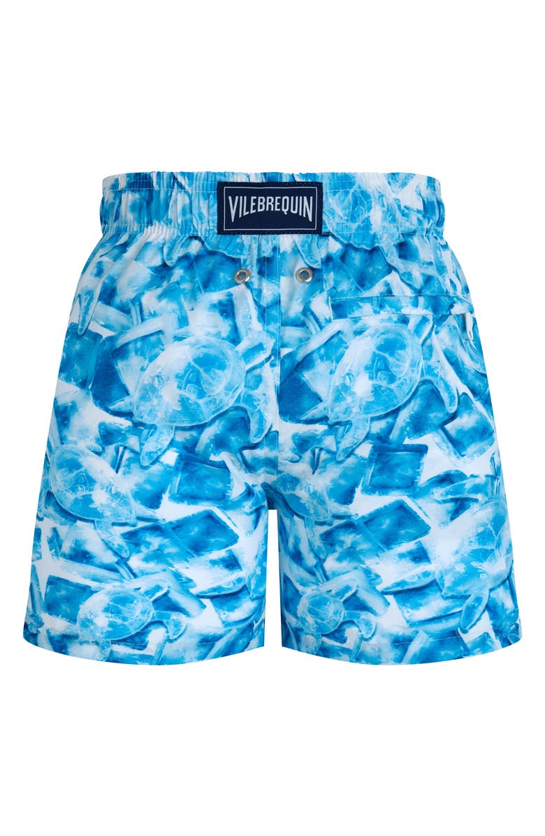 Vilebrequin Kids' Iced Turtles Light Fabric Swim Shorts, Alternate, color, Blanc