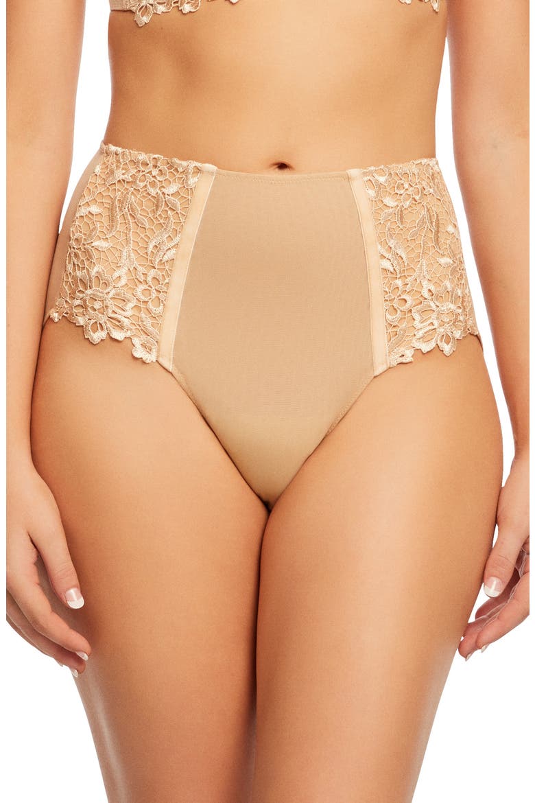 Dahlia High Cut Panties, Main, color, CREME CARAMEL