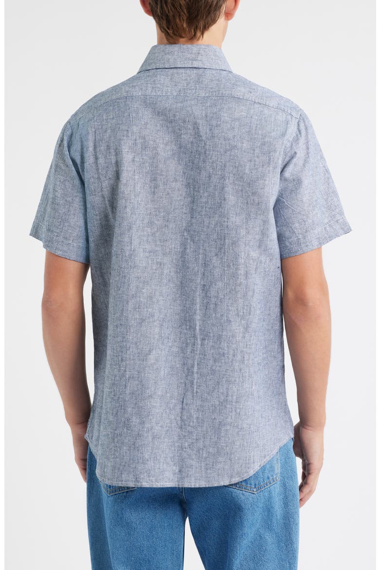 Linen & Cotton Button-Up Work Shirt, Alternate, color, TICKING CLOTH