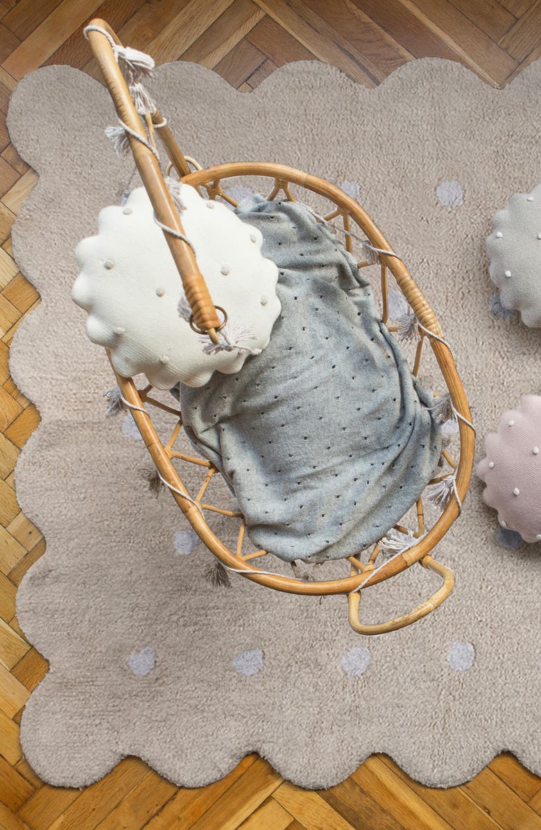 Lorena Canals Biscuit Polka Dot Washable Cotton Blend Rug, Alternate, color, Beige