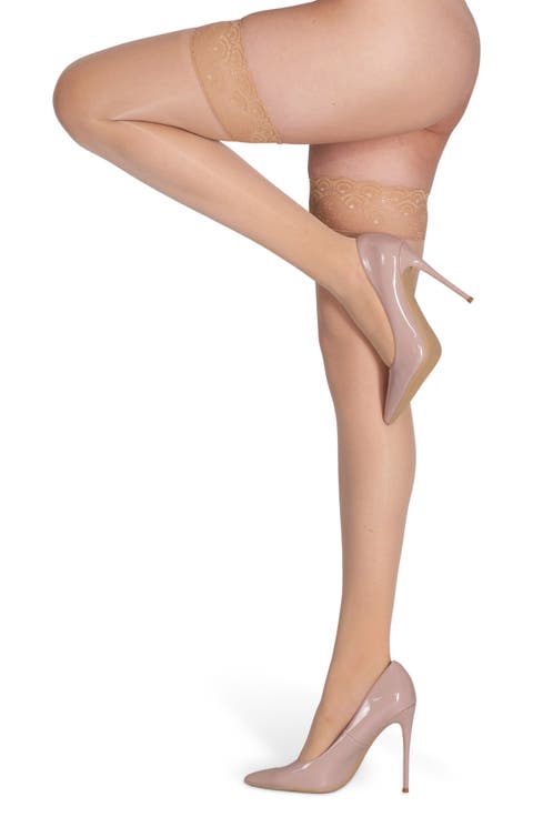 Lustrous Silky Glossy 20 Thigh High Stockings