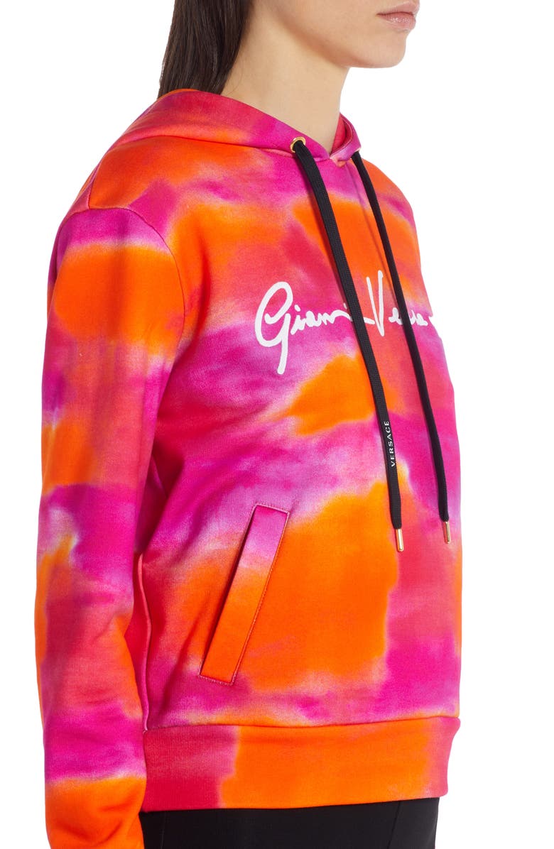 Versace Tie Dye Gianni Signature Hoodie, Alternate, color, 