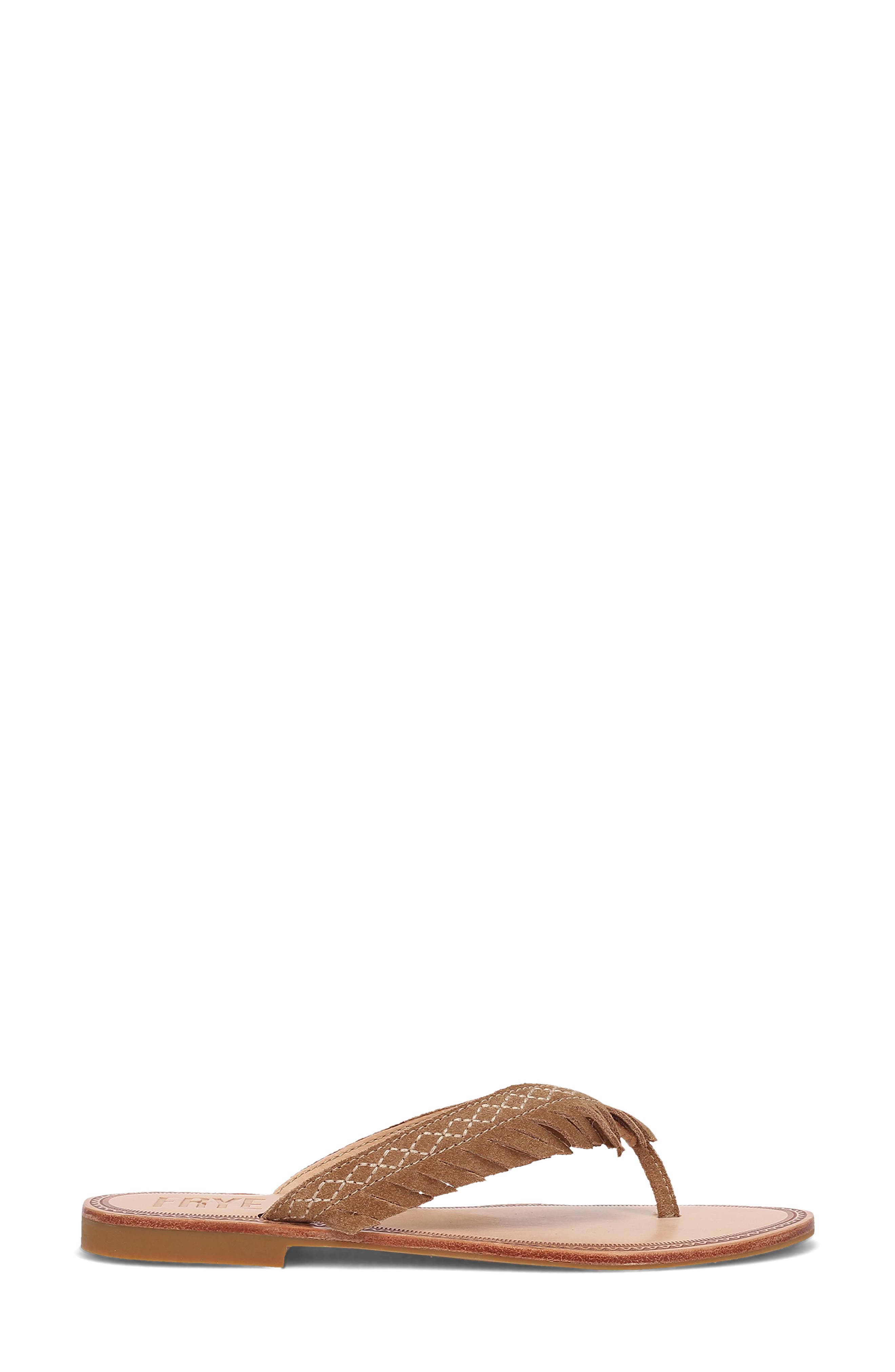 Ava Fringe Flip Flop, Alternate, color, ALMOND