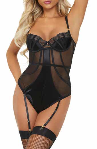 Seven ‘til Midnight Satin Lace Teddy