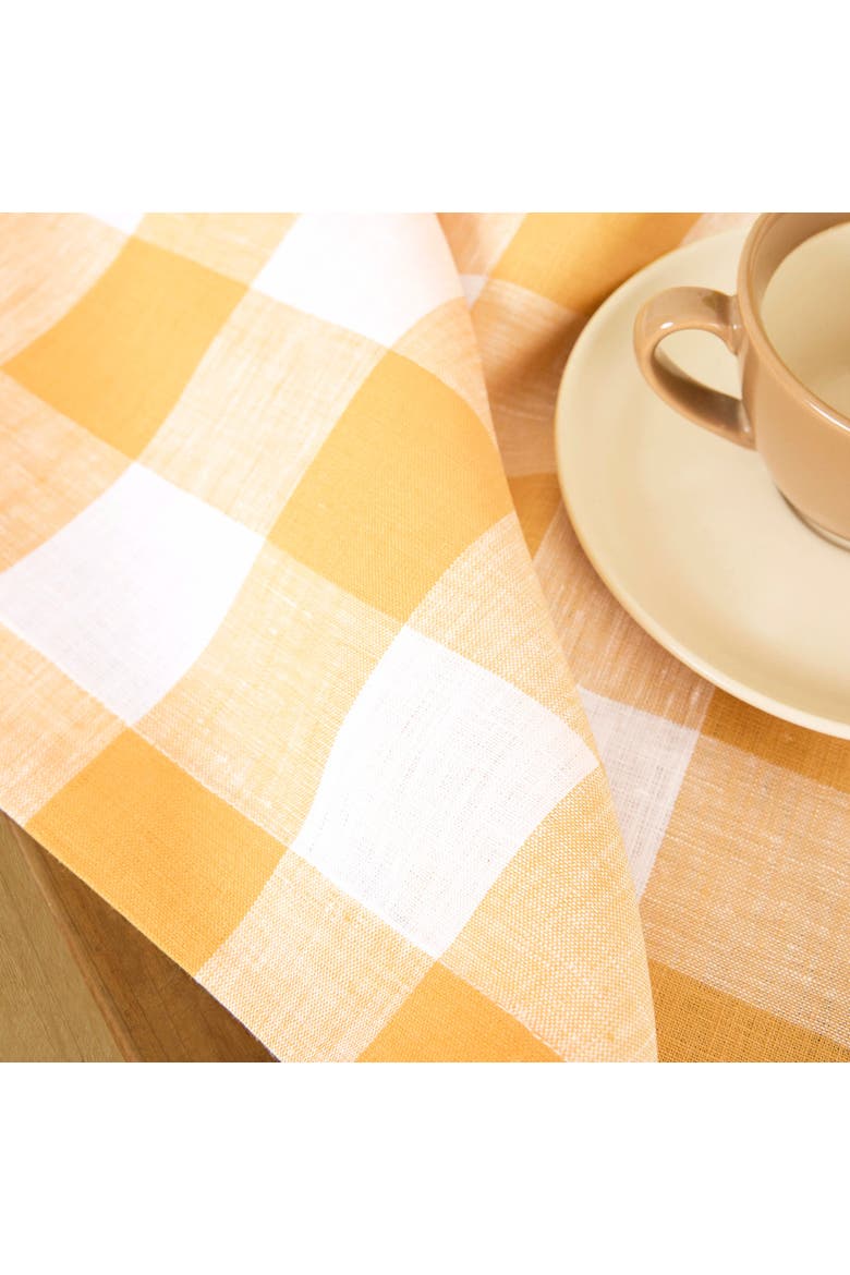 Linen Placemats Set of 4, 14 x 19" - Buffalo Check, Alternate, color, Mustard and White