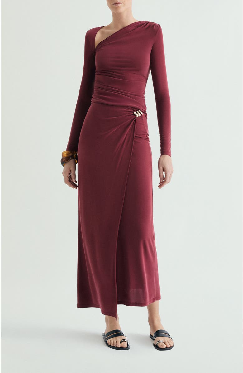 Scalpers Cupro Brooch Skirt, Alternate, color, Cherry