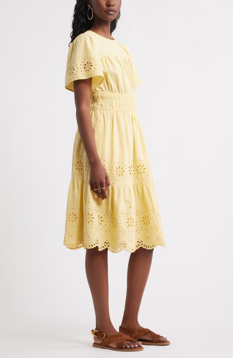 Treasure & Bond Embroidered Eyelet Cotton & Linen Dress, Alternate, color, 