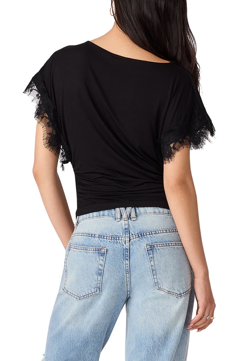 Paloma Lace Sleeve Knit Top, Alternate, color, BLACK
