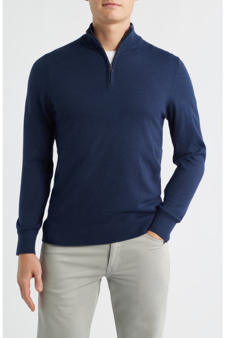 Heritage Quarter Zip Sweater, Main, color, NAVY
