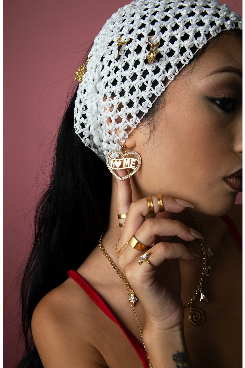 I Love Me Drop Earrings, Alternate, color, GOLD