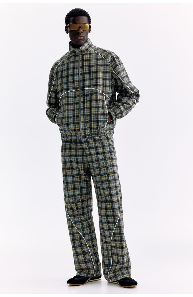 H&M Relaxed Fit Nylon Track Pants, Alternate, color, Beige/Checked