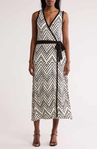 Loveappella Wrap Style Print Midi Dress