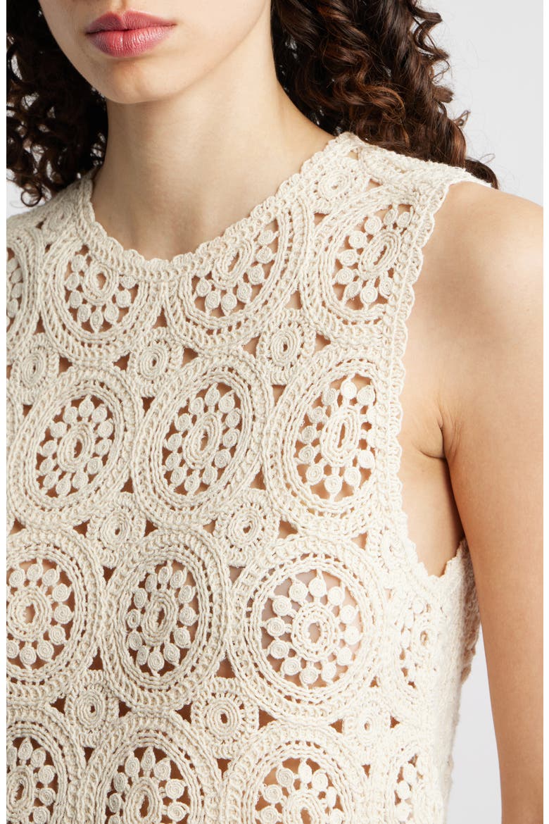 The Crochet Cotton Tank, Alternate, color, CREAM