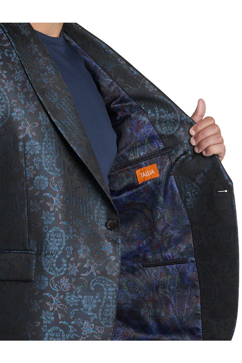 Big & Tall Floral Sport Coat, Alternate, color, BLACK