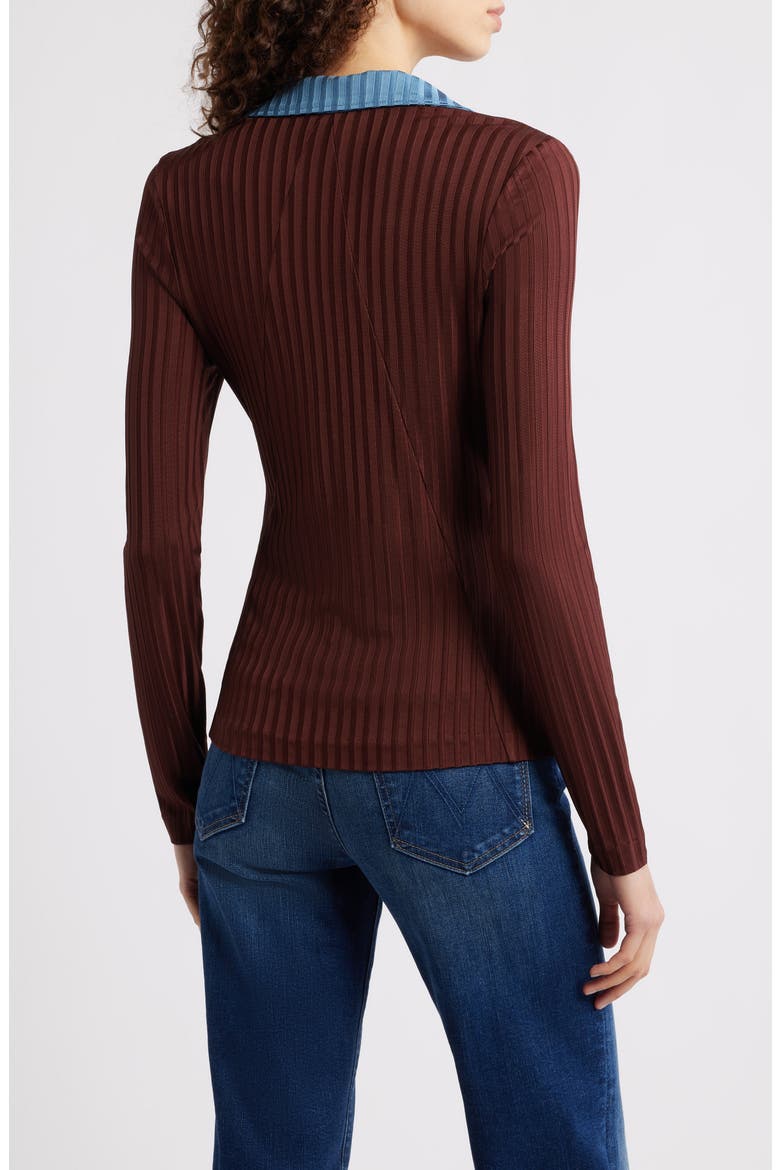 Natalia Colorblock Long Sleeve Polo, Alternate, color, CHOCOLATE BROWN